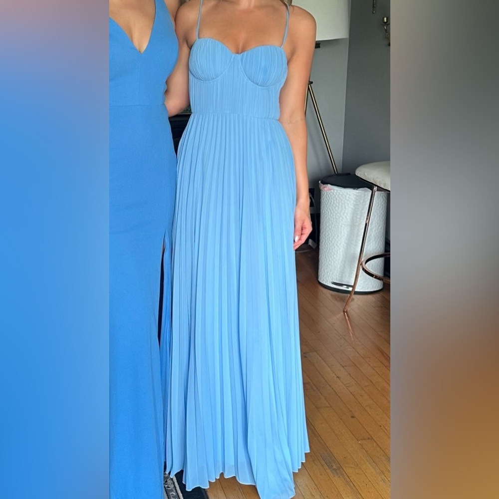 Lulu’s Admirable Elegance Light Blue Maxi Pleated Bridesmaid Dress - SIZE SMALL